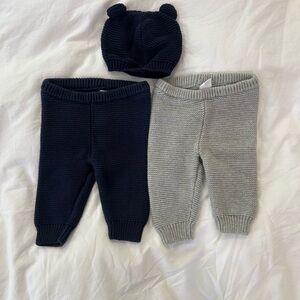 GAP Blue and Gray knit pants and beanie